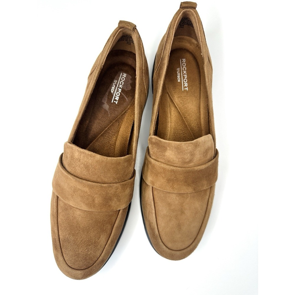 Rockport truTECH Women's Loafers Size 8.5 M Tan Brown Suede Slip On Comfort Shoe